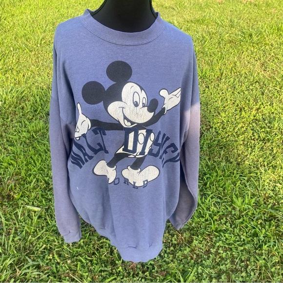 Disney World Parks classic Mickey Vintage Pullover Sweatshirt OS XL 1980’s - Picture 1 of 9